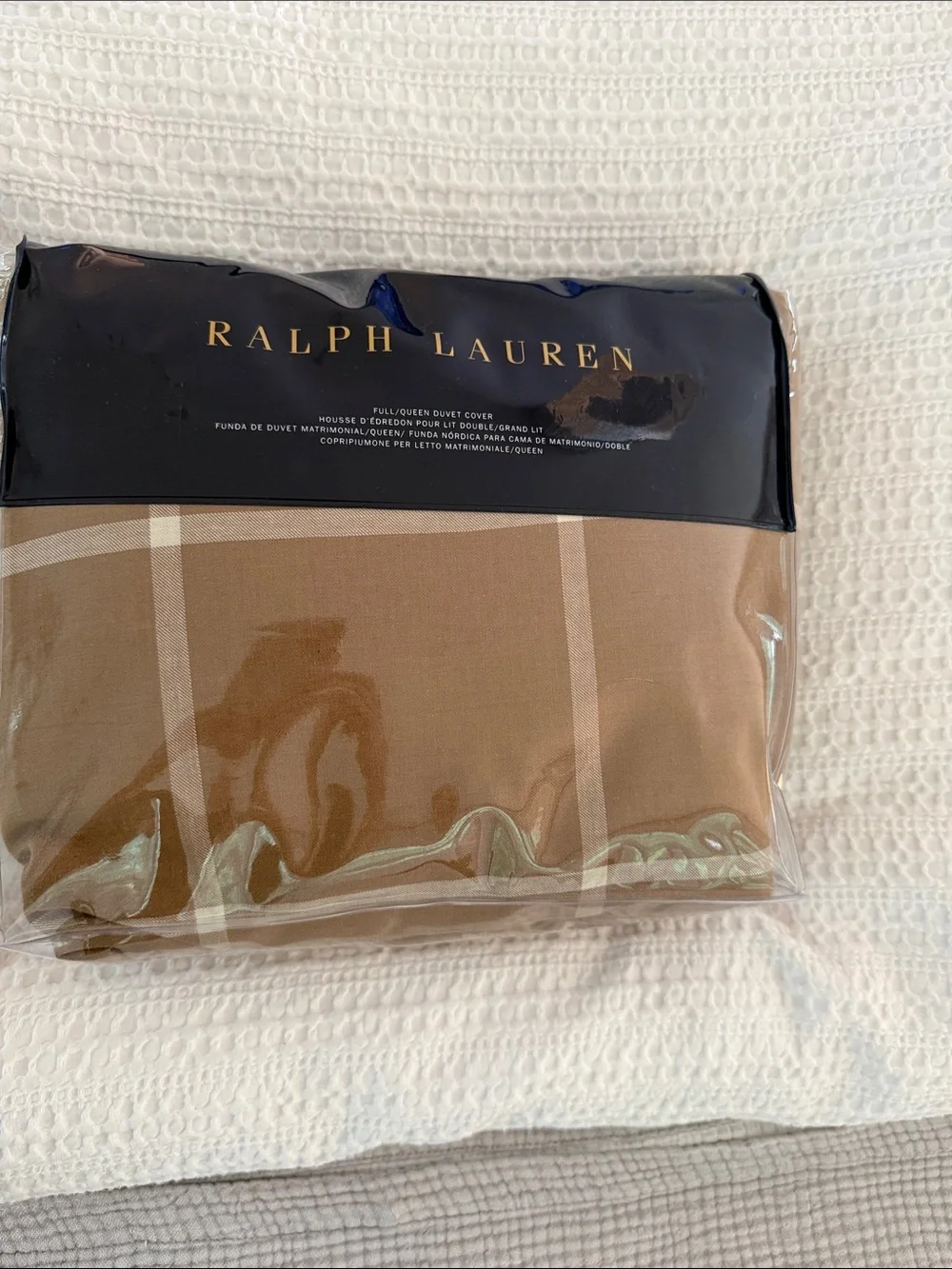 RALPH LAUREN Modern Equestrian Full/Queen Camel/Cream Duvet Cover NIP